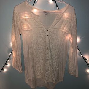 Lucky Brand Cream Embroidered Blouse